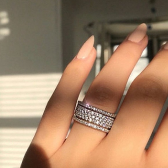 NEW Sterling Silver Diamond Multi Eternity Ring - Picture 2 of 5